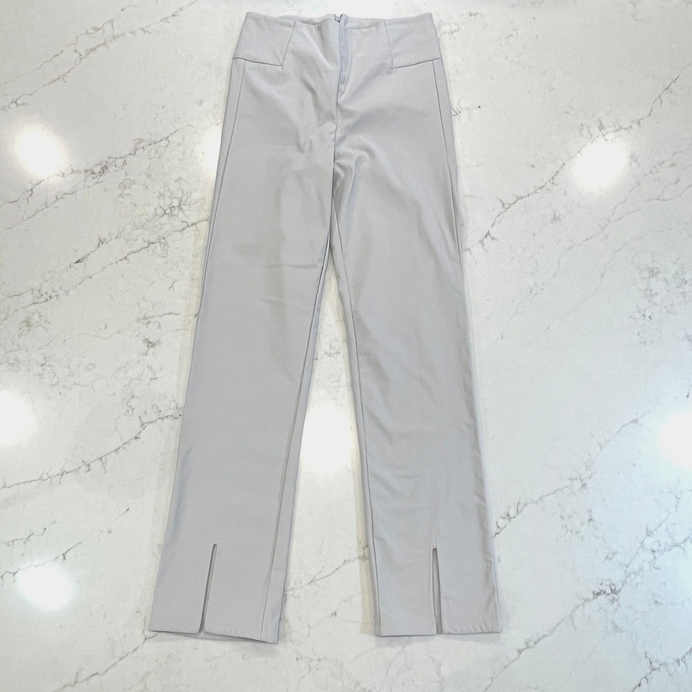 Athleta Stellar Split Hem Trouser 6 Tall 6T Light Gray Career Travel Minimalist